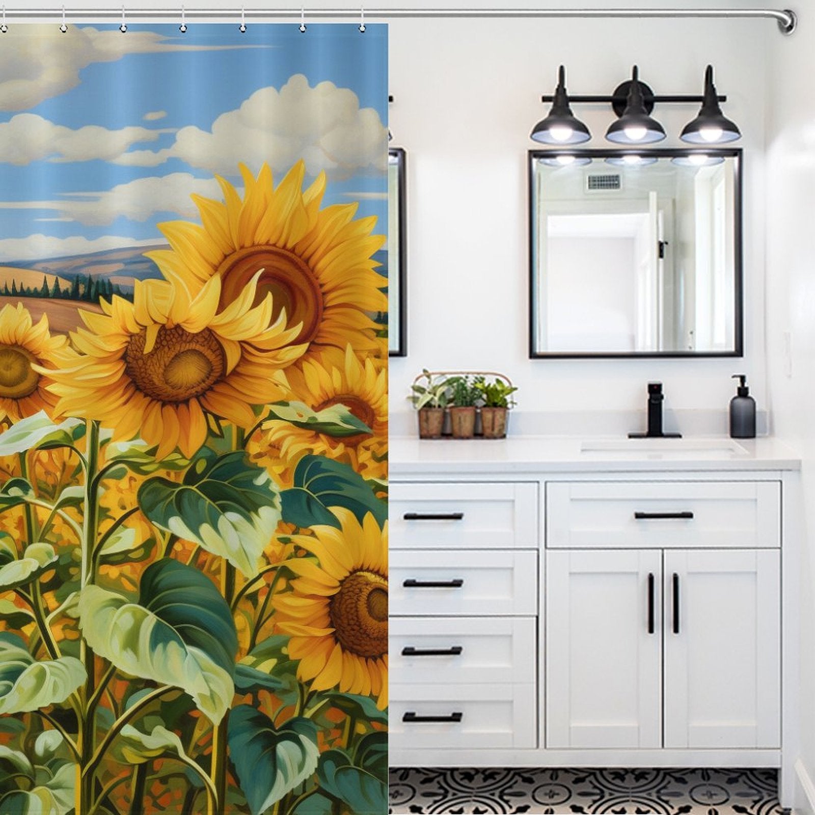 Vibrant Sunflower Shower Curtain Uplifting 
