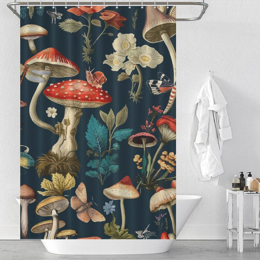 Vintage Nature Wild Mushroom Shower Curtain 