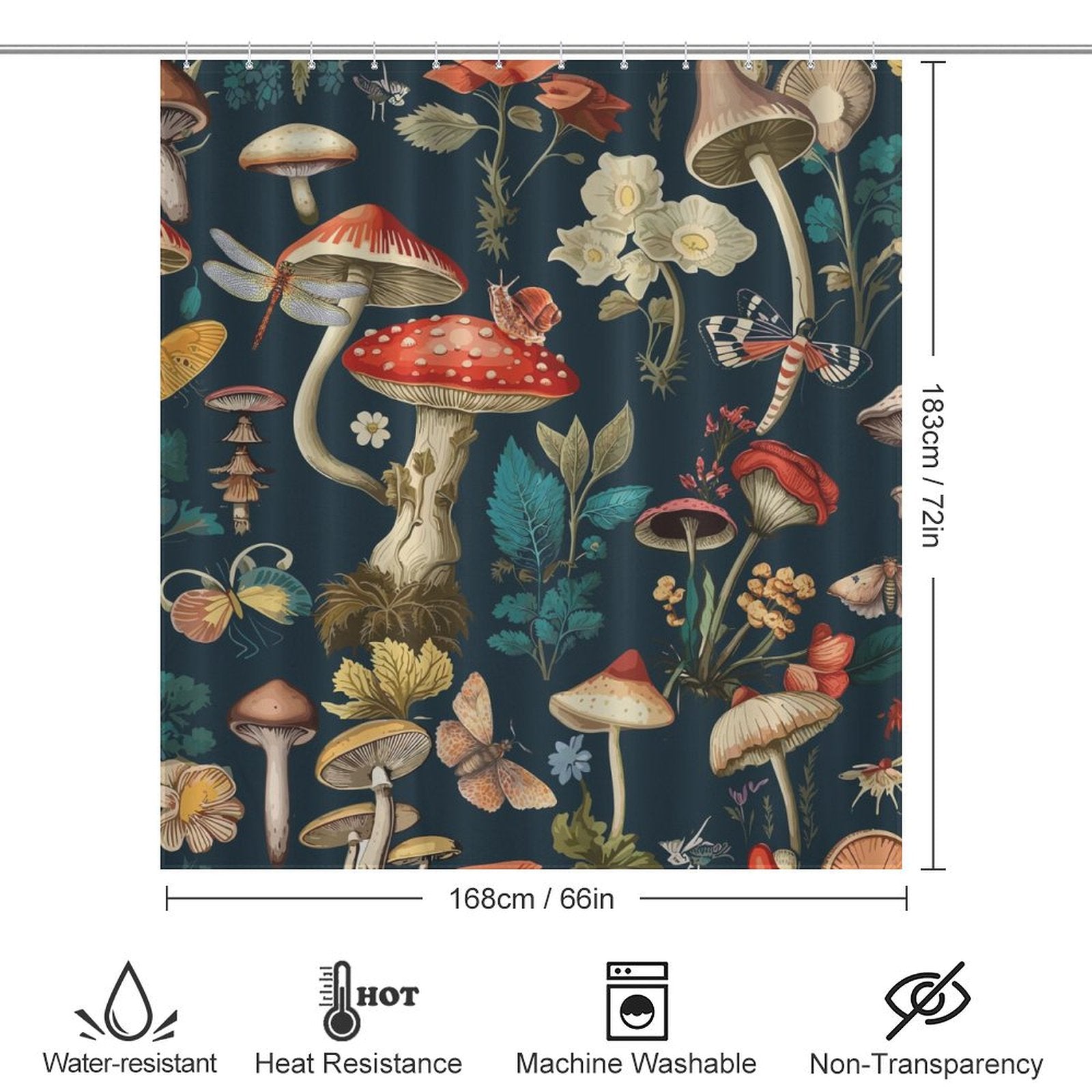 Vintage Nature Wild Mushroom Shower Curtain 