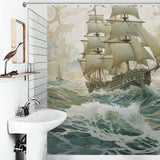 Vintage Sailing Journey Ship Shower Curtain