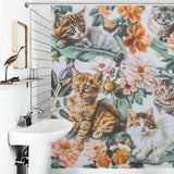 Warm Flowers and Cat Shower Curtain