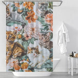 Warm Flowers and Cat Shower Curtain