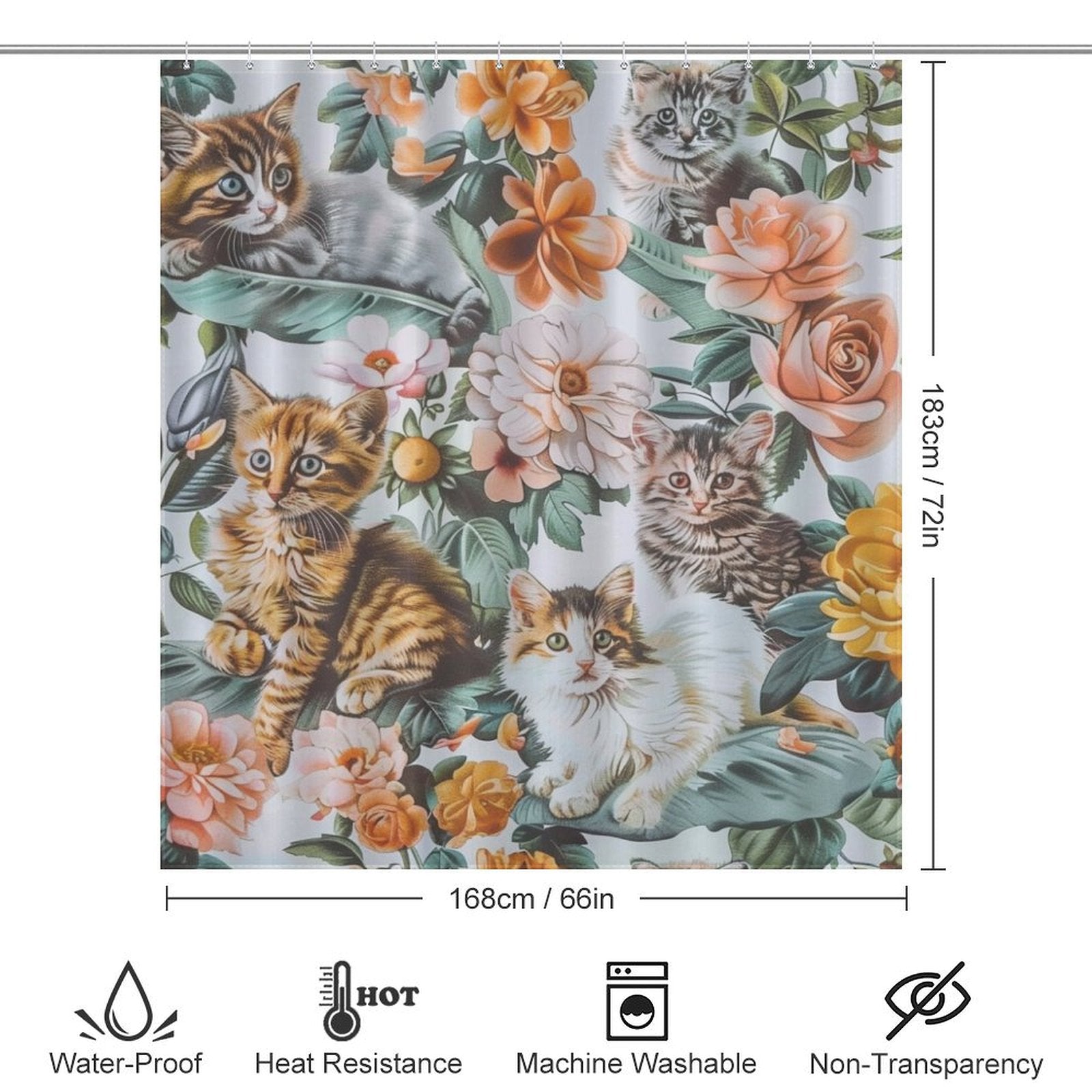 Warm Flowers and Cat Shower Curtain