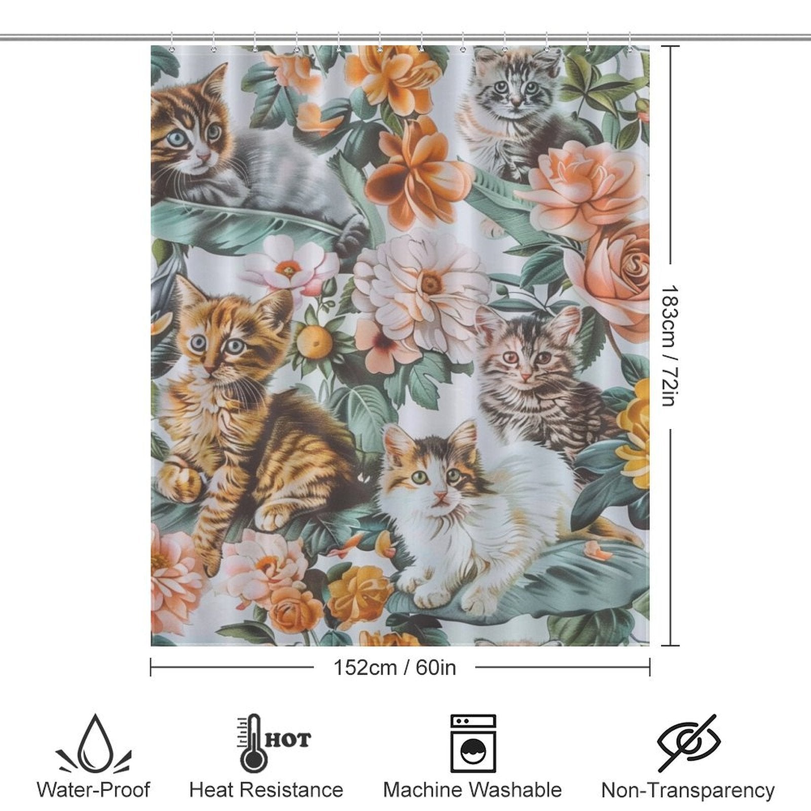 Warm Flowers and Cat Shower Curtain