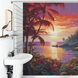 Warm Horizon Tropical Sunset Shower Curtain