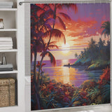 Warm Horizon Tropical Sunset Shower Curtain