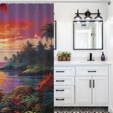 Warm Horizon Tropical Sunset Shower Curtain