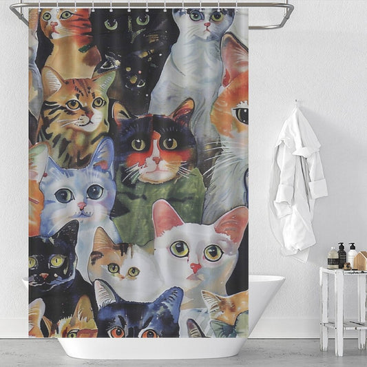 Watercolor Art Cat  Shower Curtain