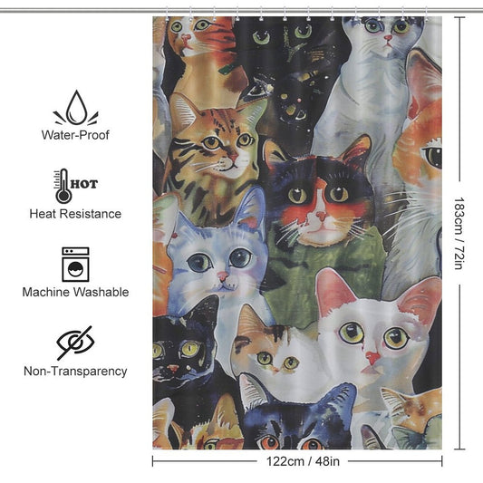 Watercolor Art Cat  Shower Curtain