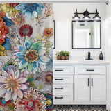 Watercolor Floral Boho Shower Curtain