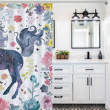 Watercolor Unicorn Floral Boho Shower Curtain