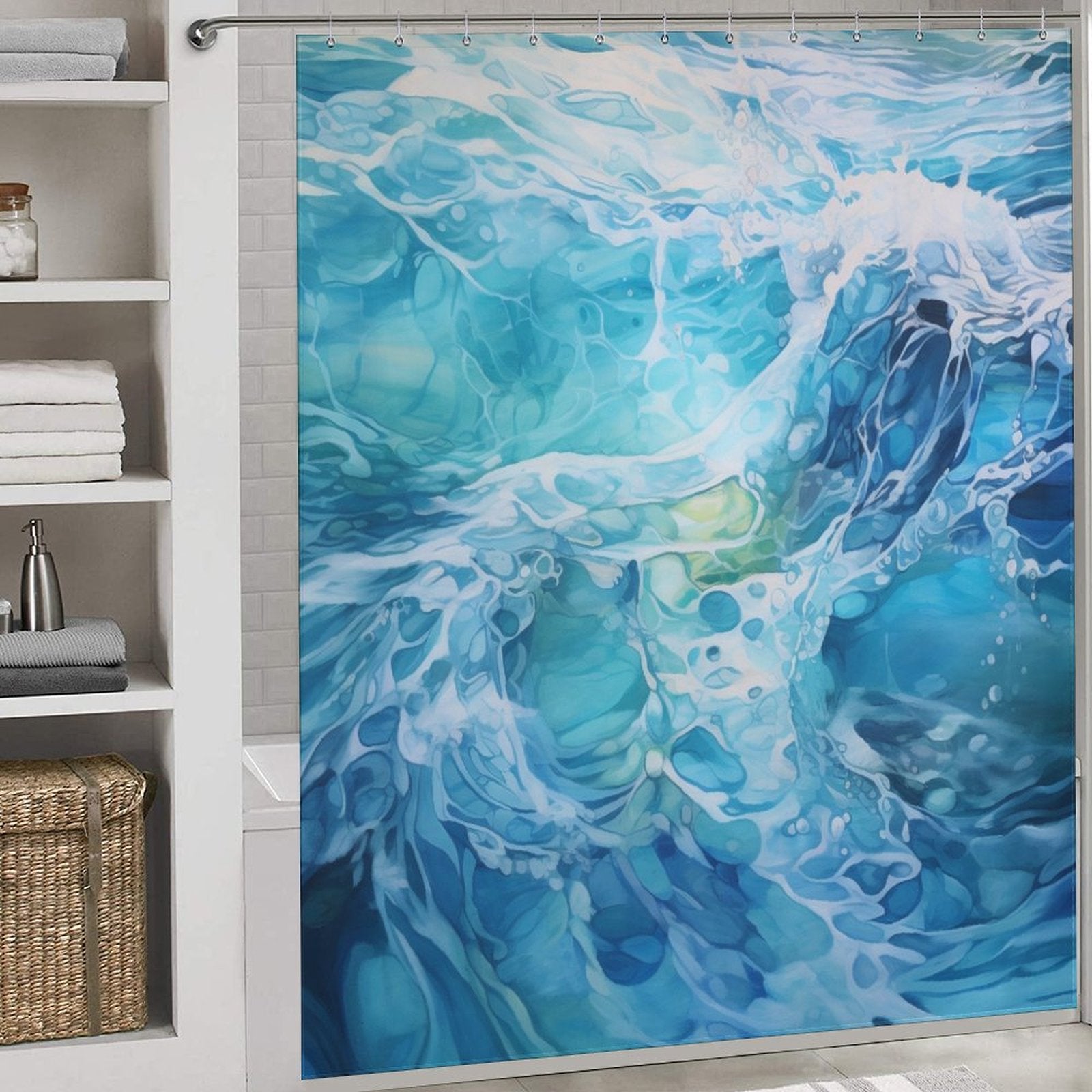 Waters Turquoise Shower Curtain