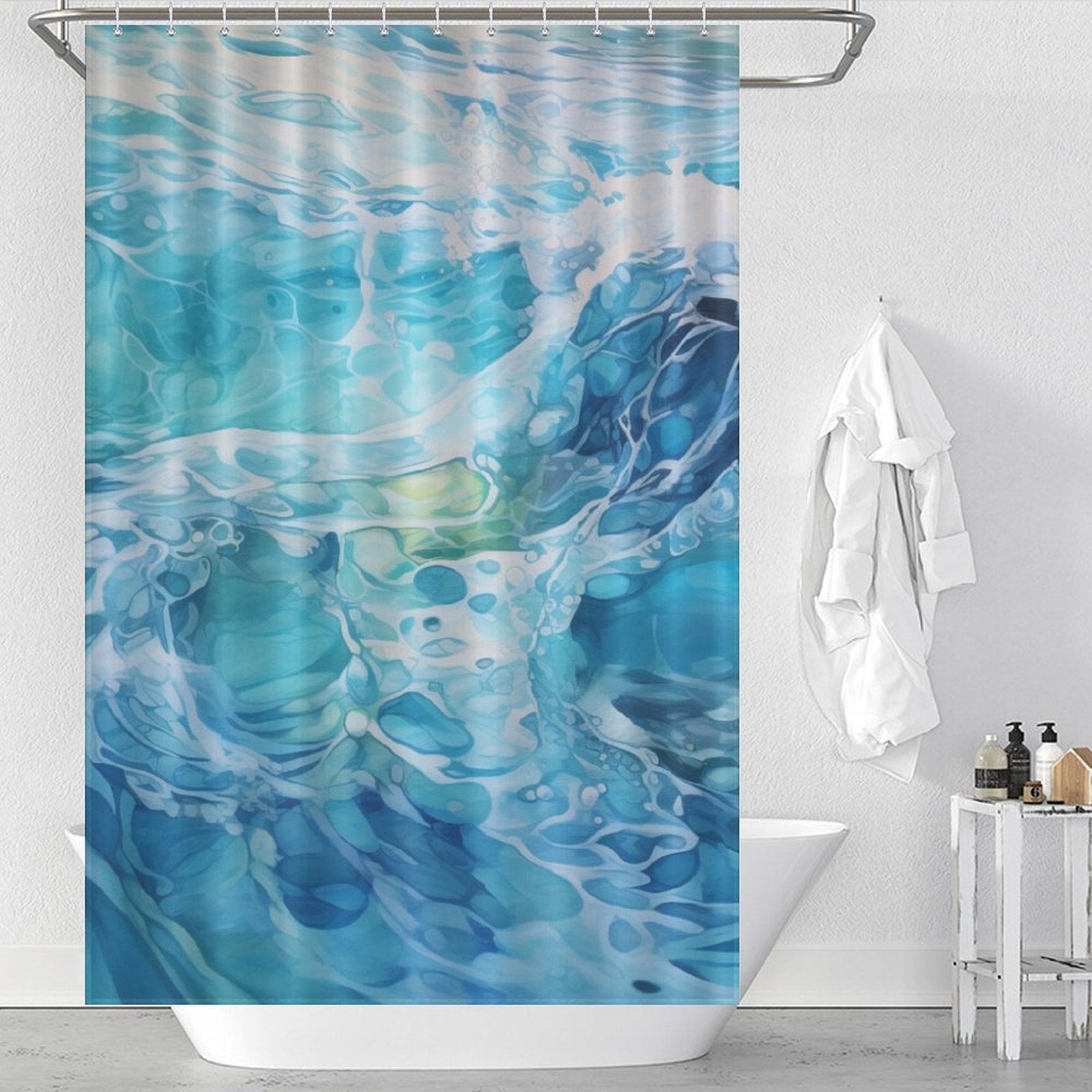 Waters Turquoise Shower Curtain