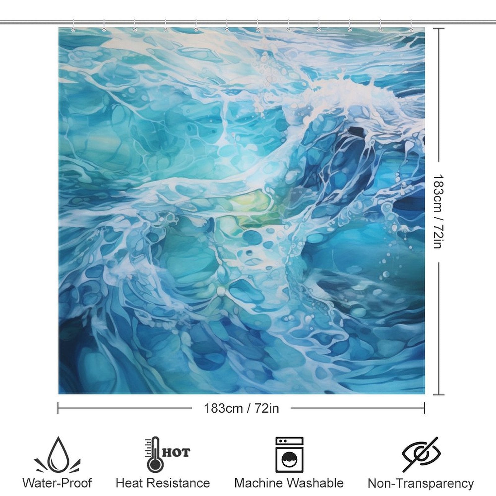 Waters Turquoise Shower Curtain