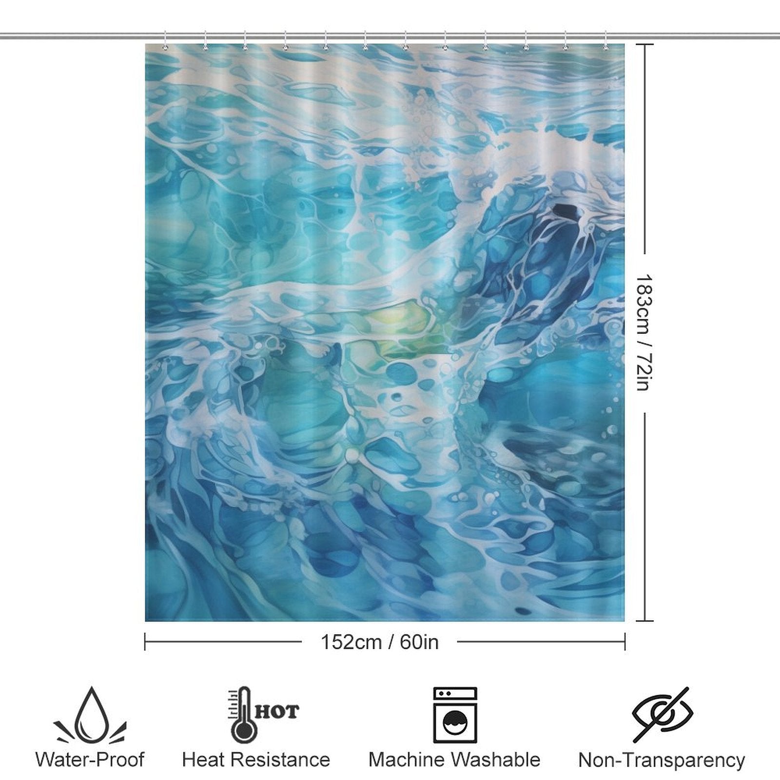 Waters Turquoise Shower Curtain