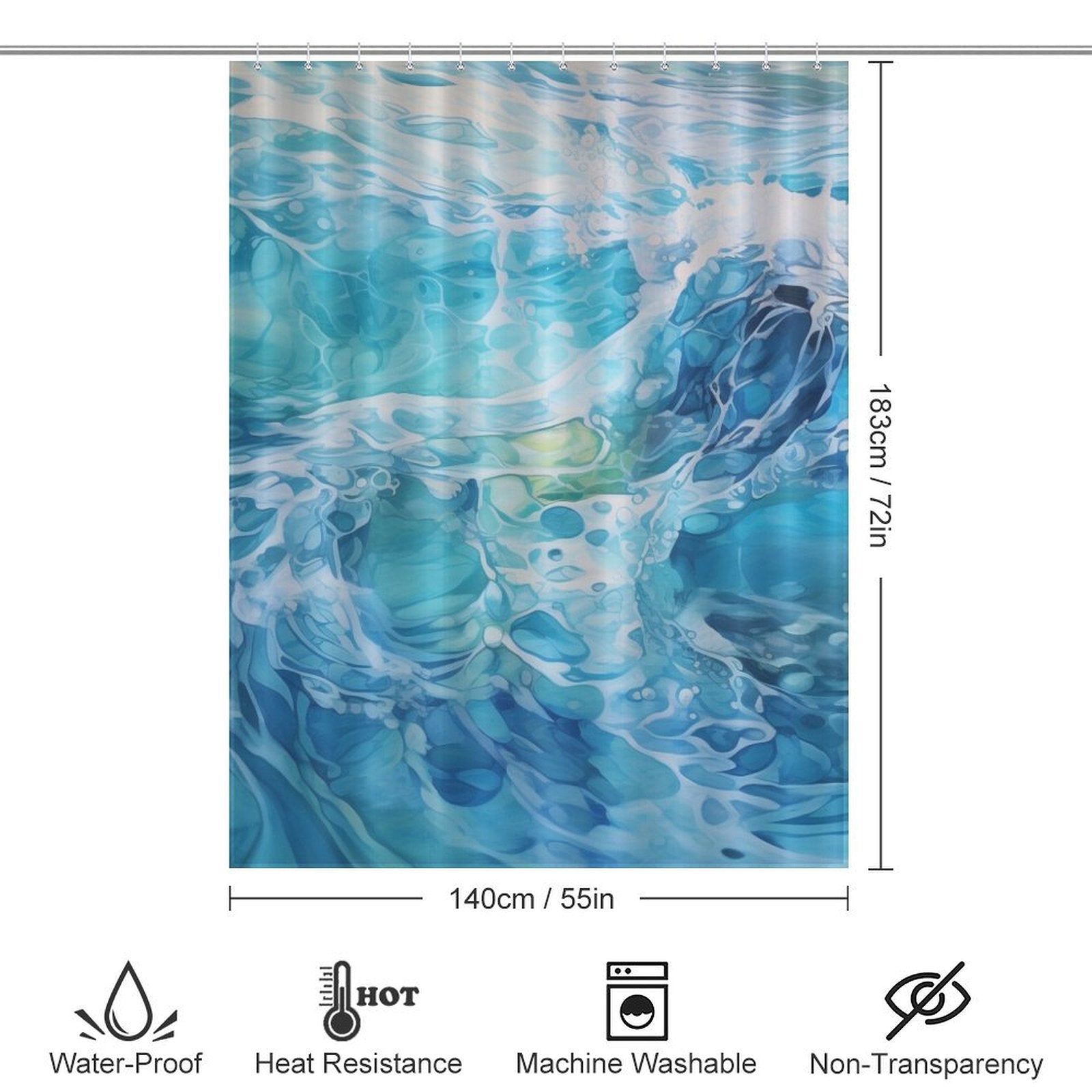 Waters Turquoise Shower Curtain