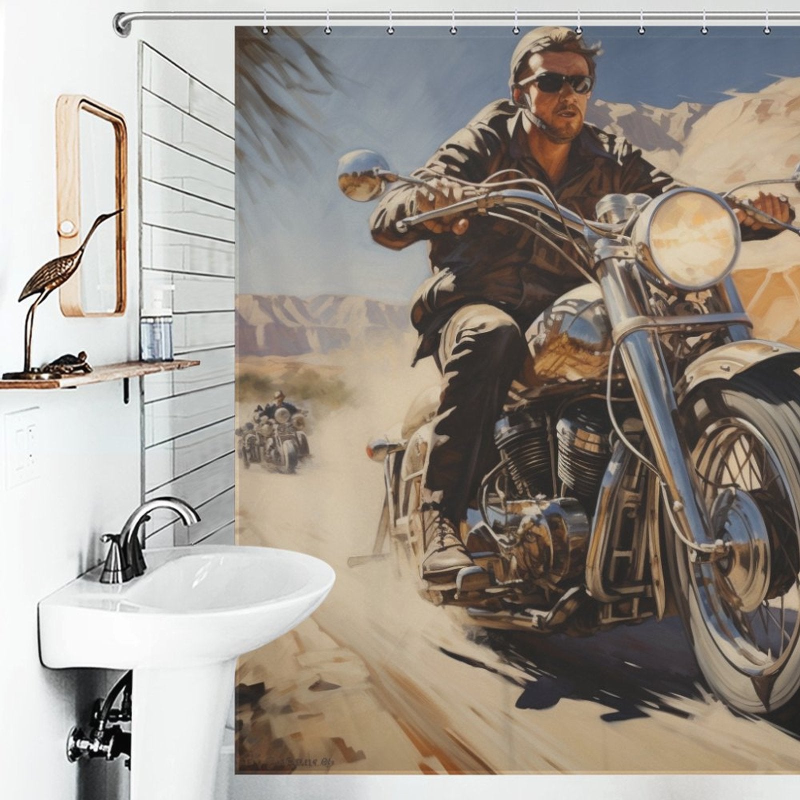 Wheelie Motorcycle Shower Curtain