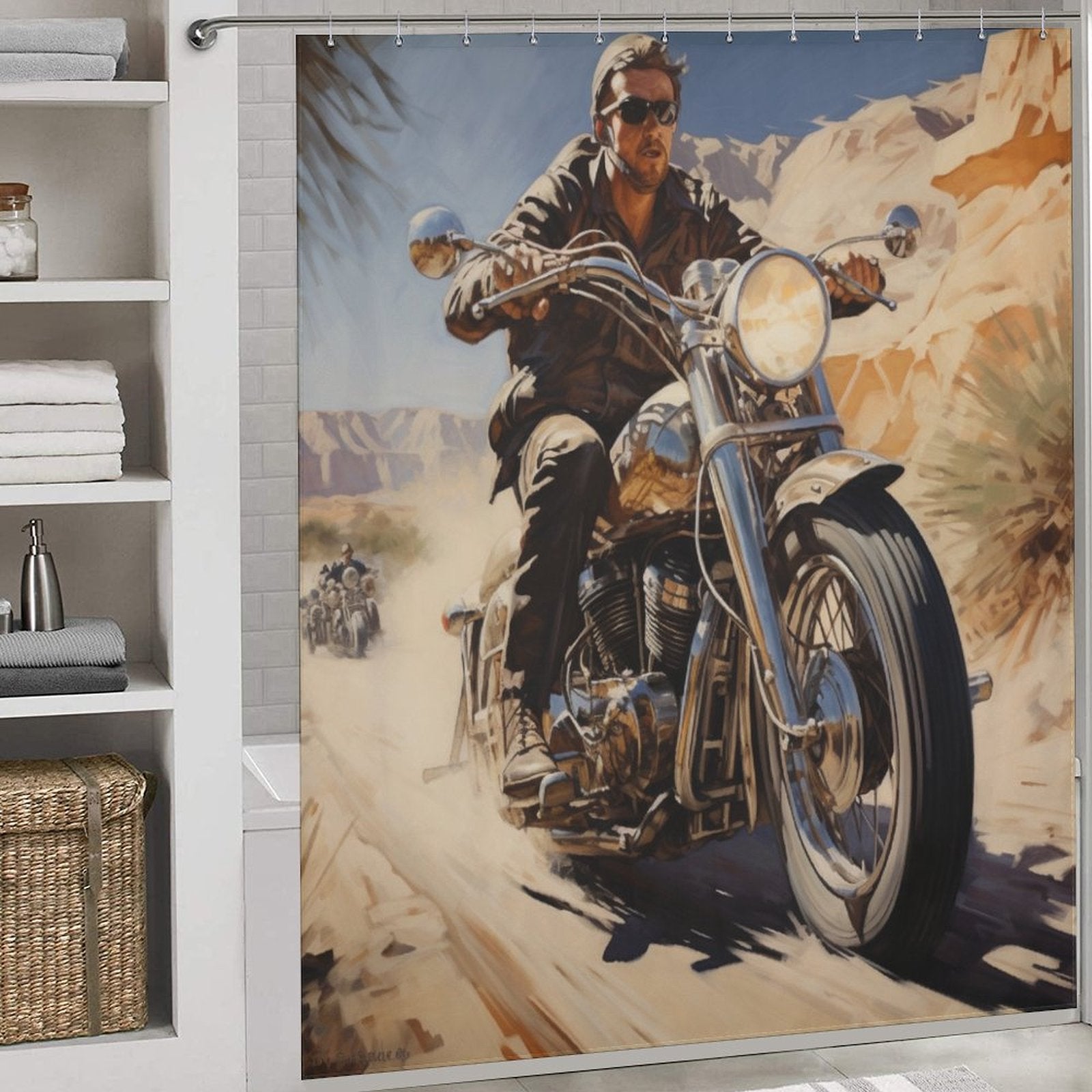 Wheelie Motorcycle Shower Curtain