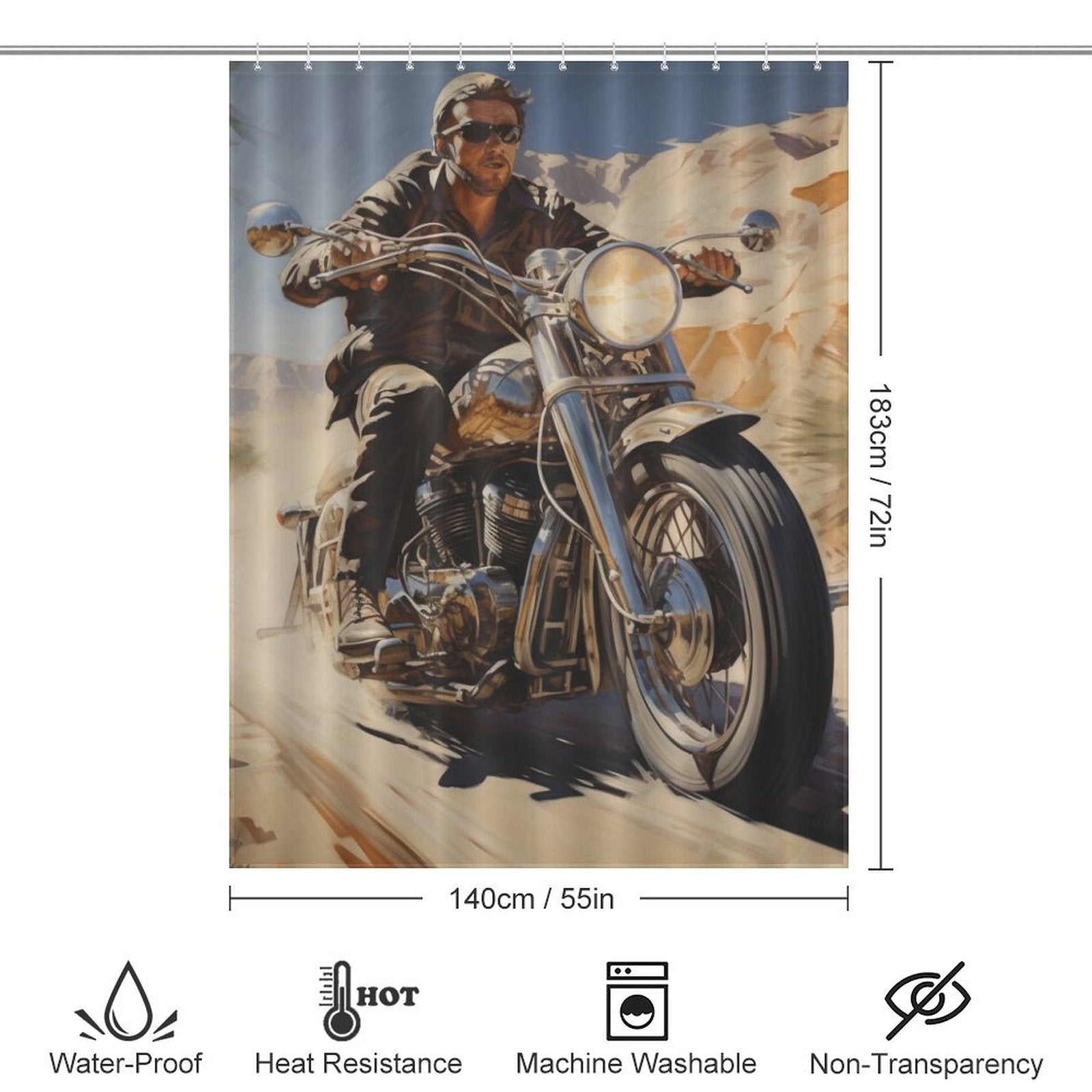 Wheelie Motorcycle Shower Curtain