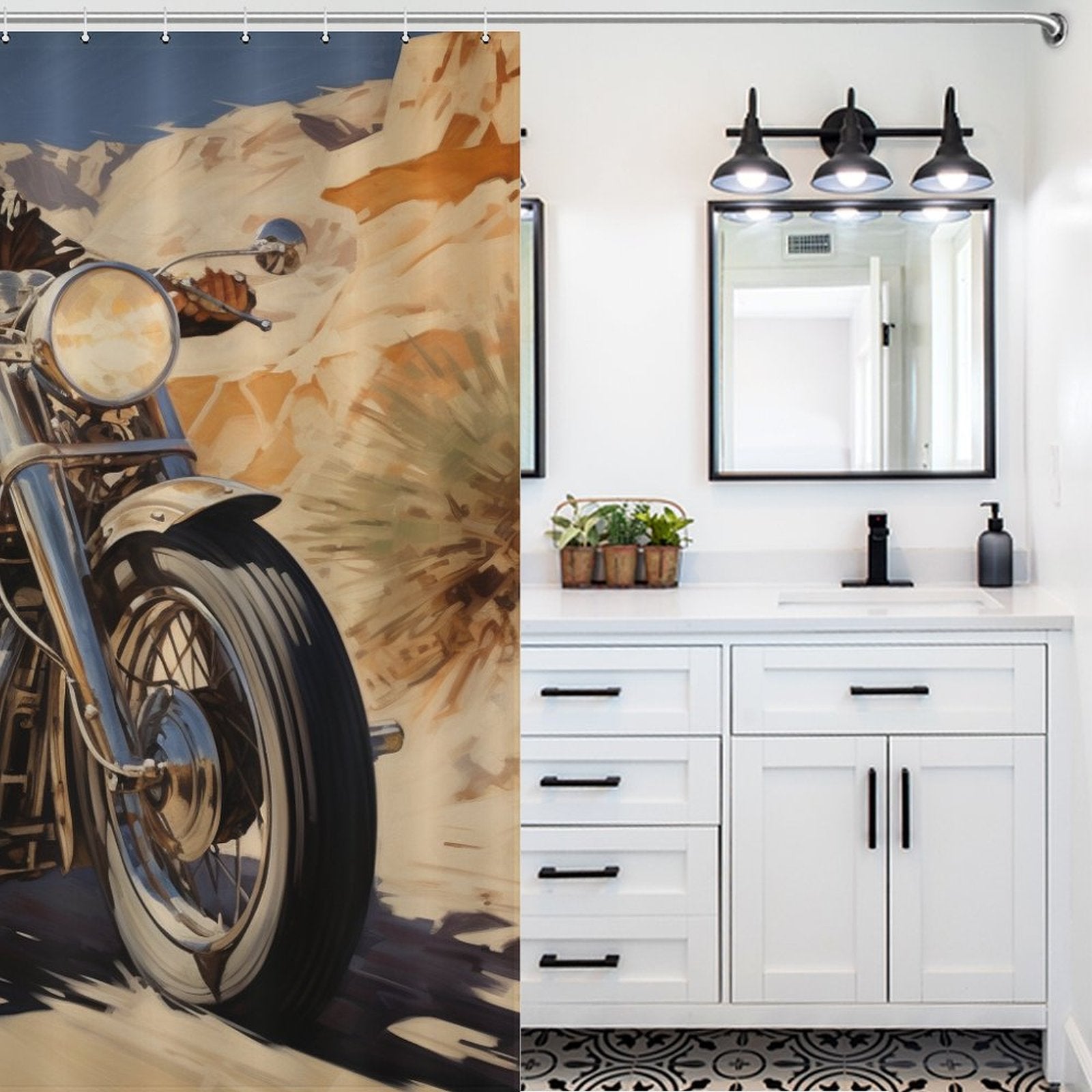 Wheelie Motorcycle Shower Curtain