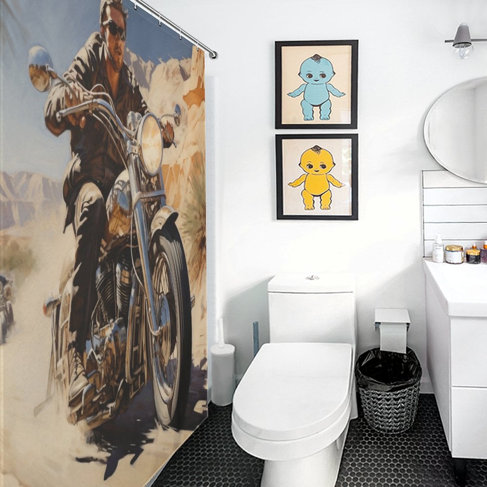 Wheelie Motorcycle Shower Curtain