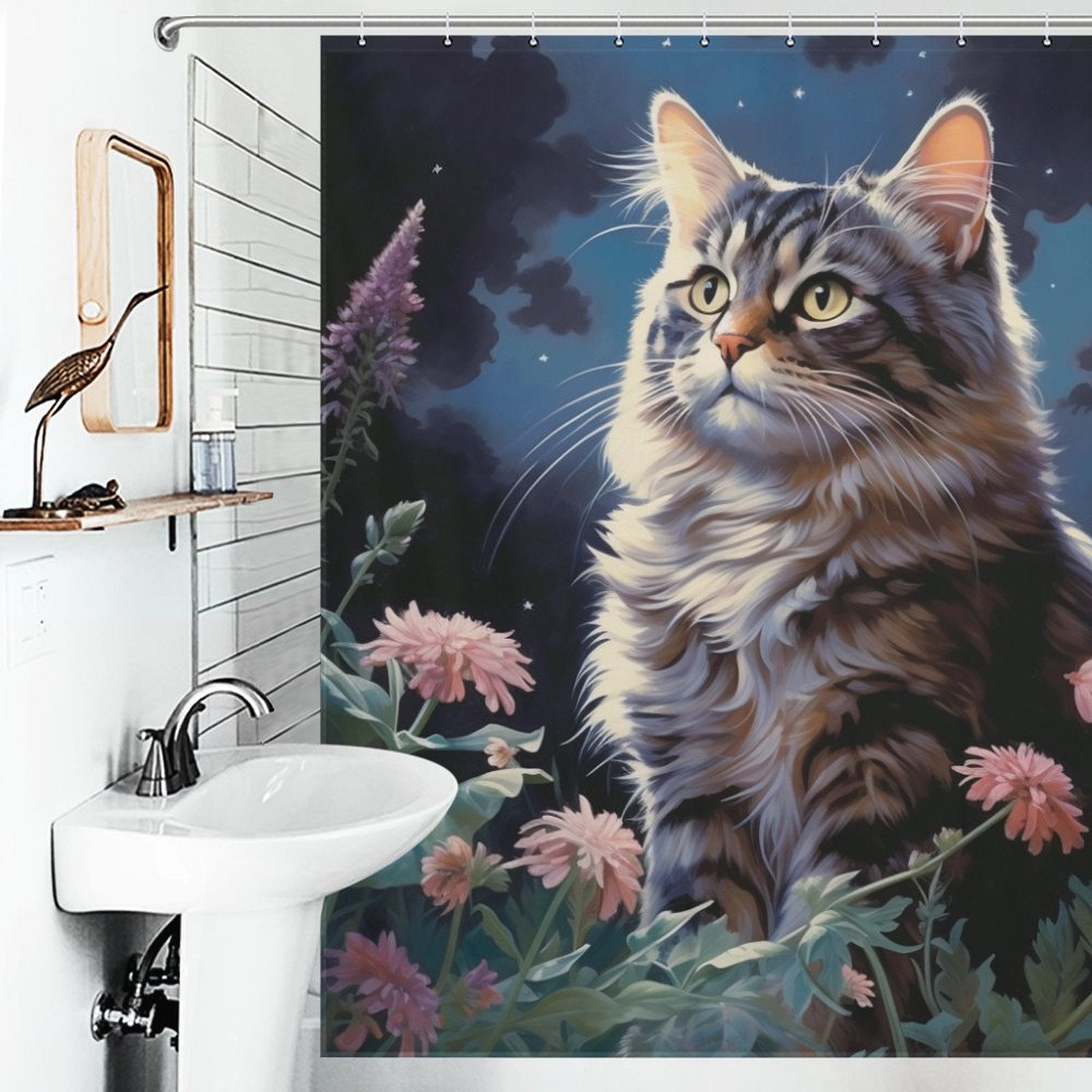 WhimsicalCuriosity Cat Shower Curtain