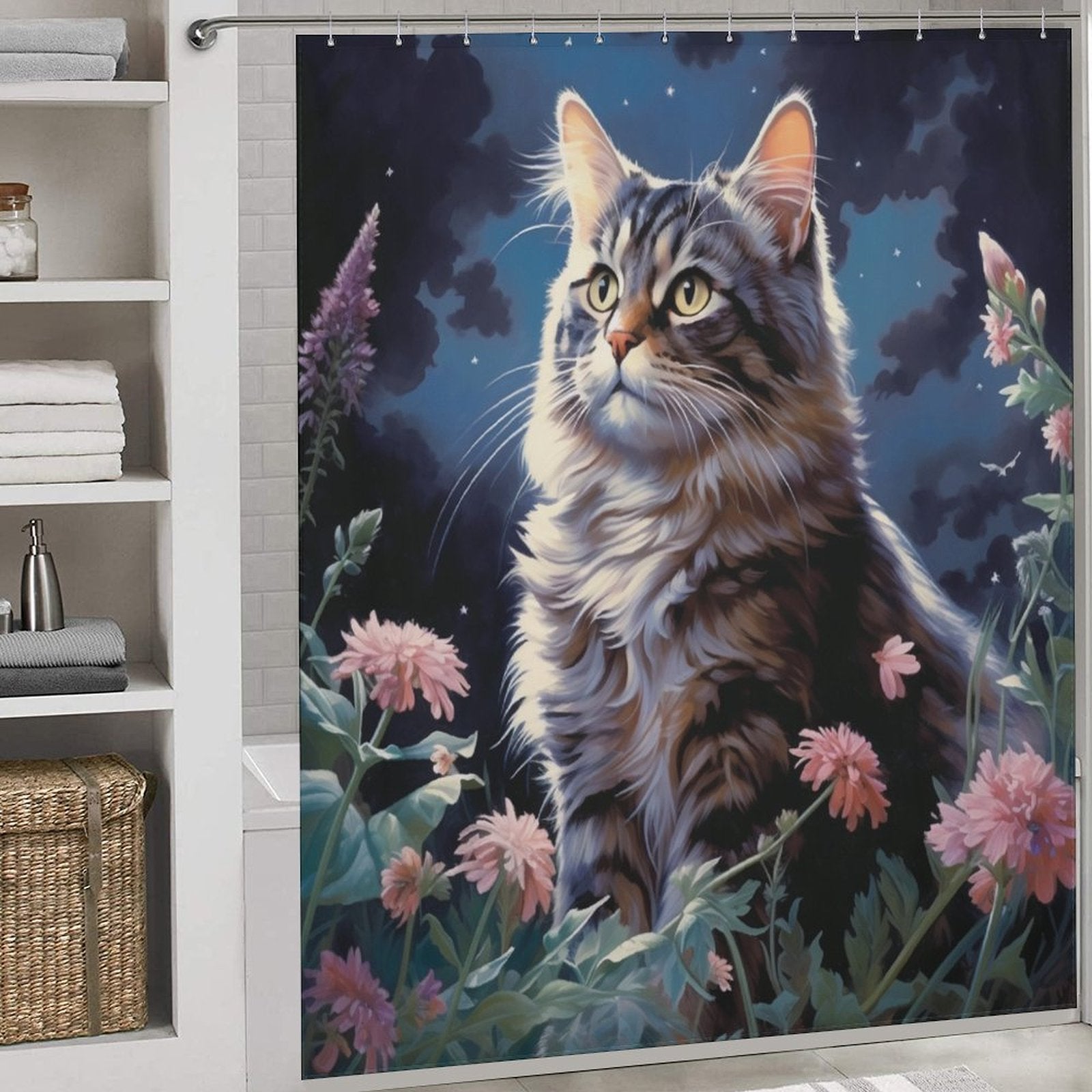 WhimsicalCuriosity Cat Shower Curtain