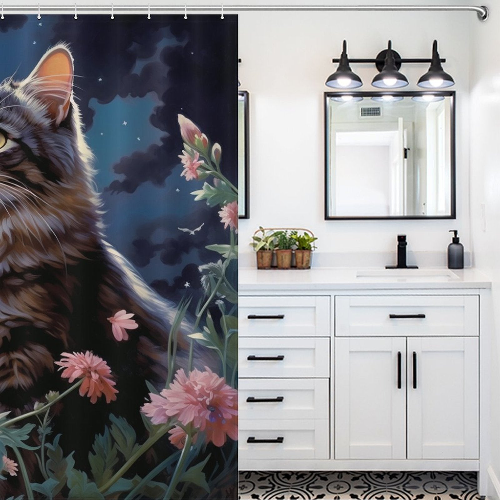 WhimsicalCuriosity Cat Shower Curtain