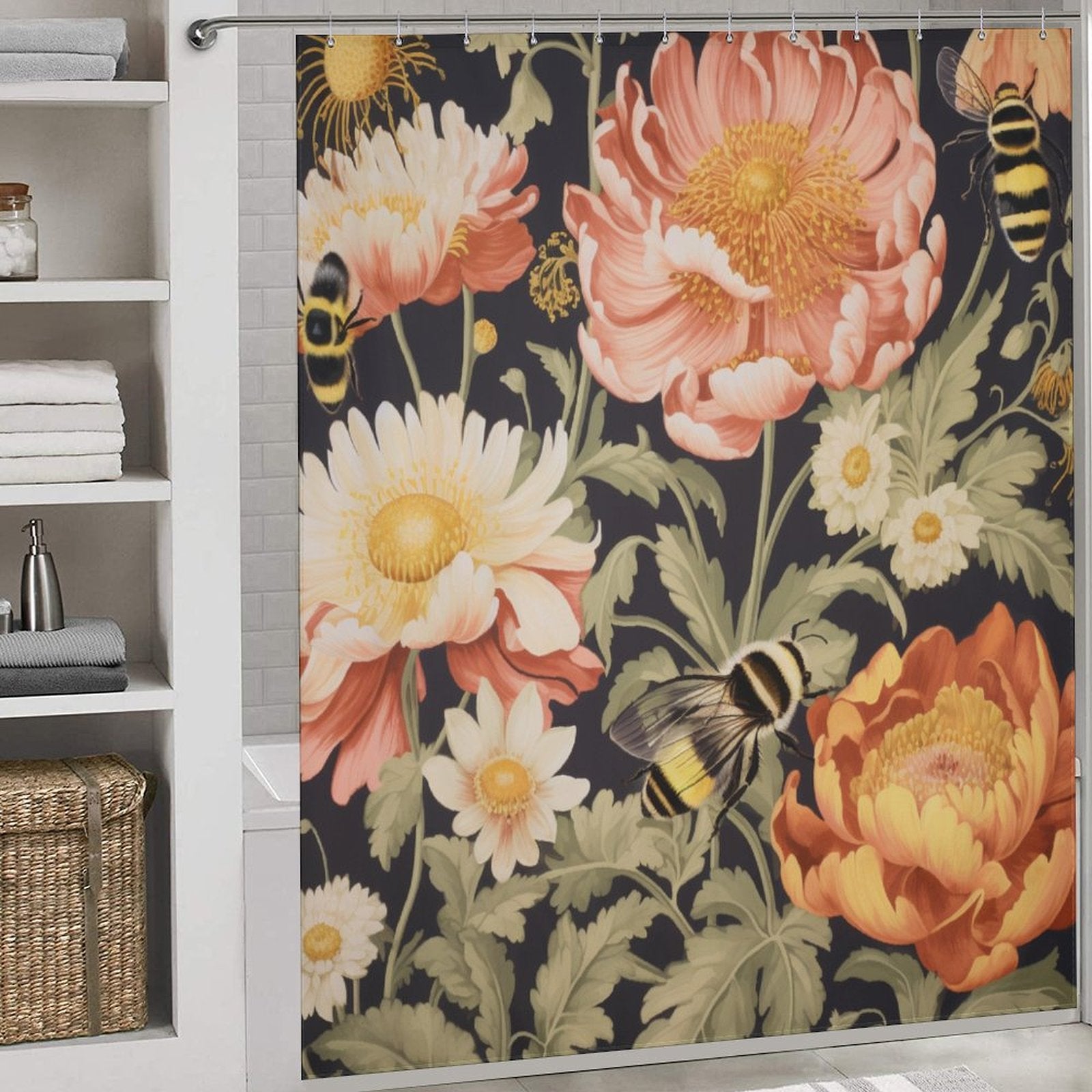 Whimsical Bumble Bee Shower Curtain