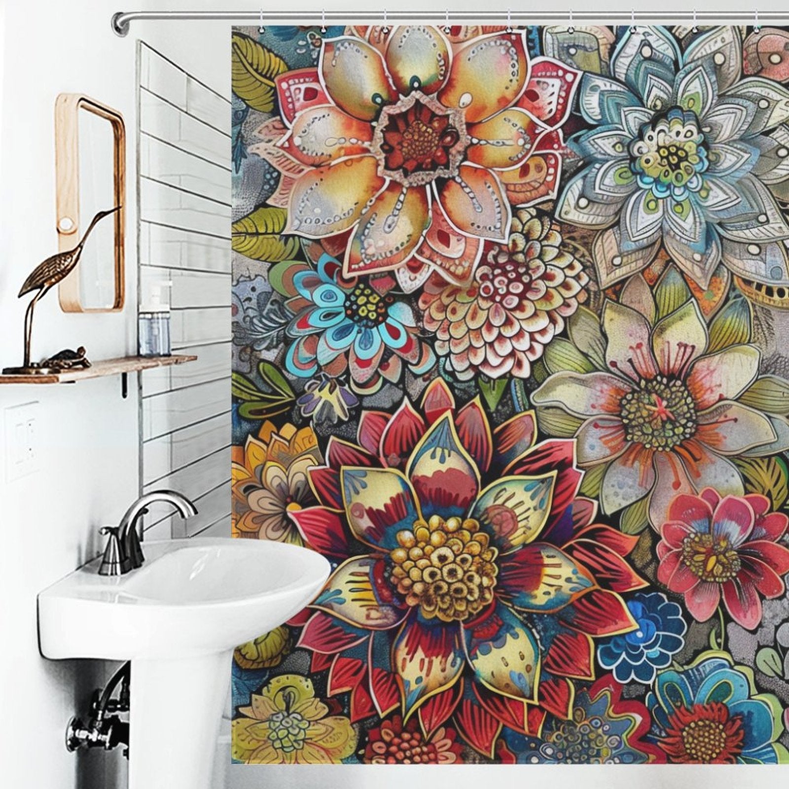 Whimsical Floral Boho Shower curtain