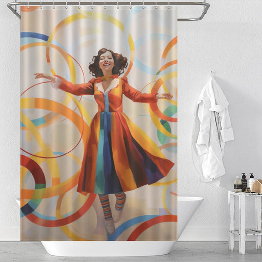 Whimsical Twirl Hula Hoop Shower Curtain