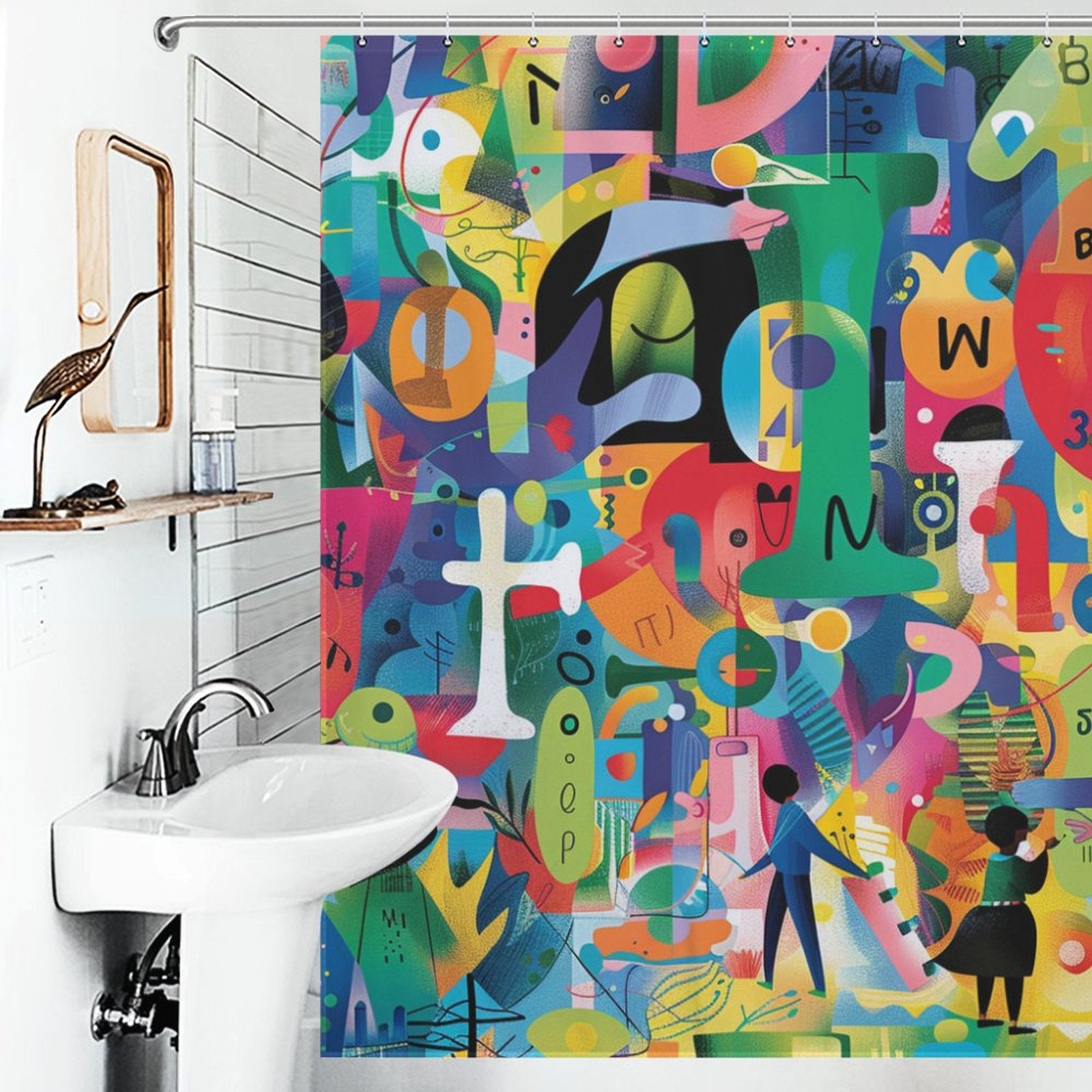 Whimsical Typography Alphabet Shower Curtain