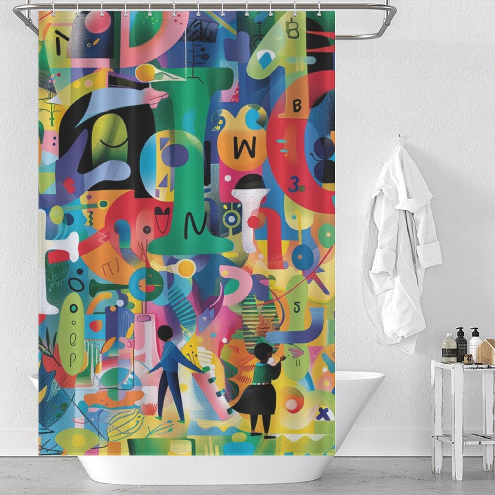 Whimsical Typography Alphabet Shower Curtain