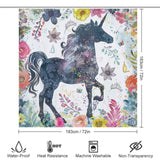 Whimsical Unicorn Floral Boho Shower Curtain