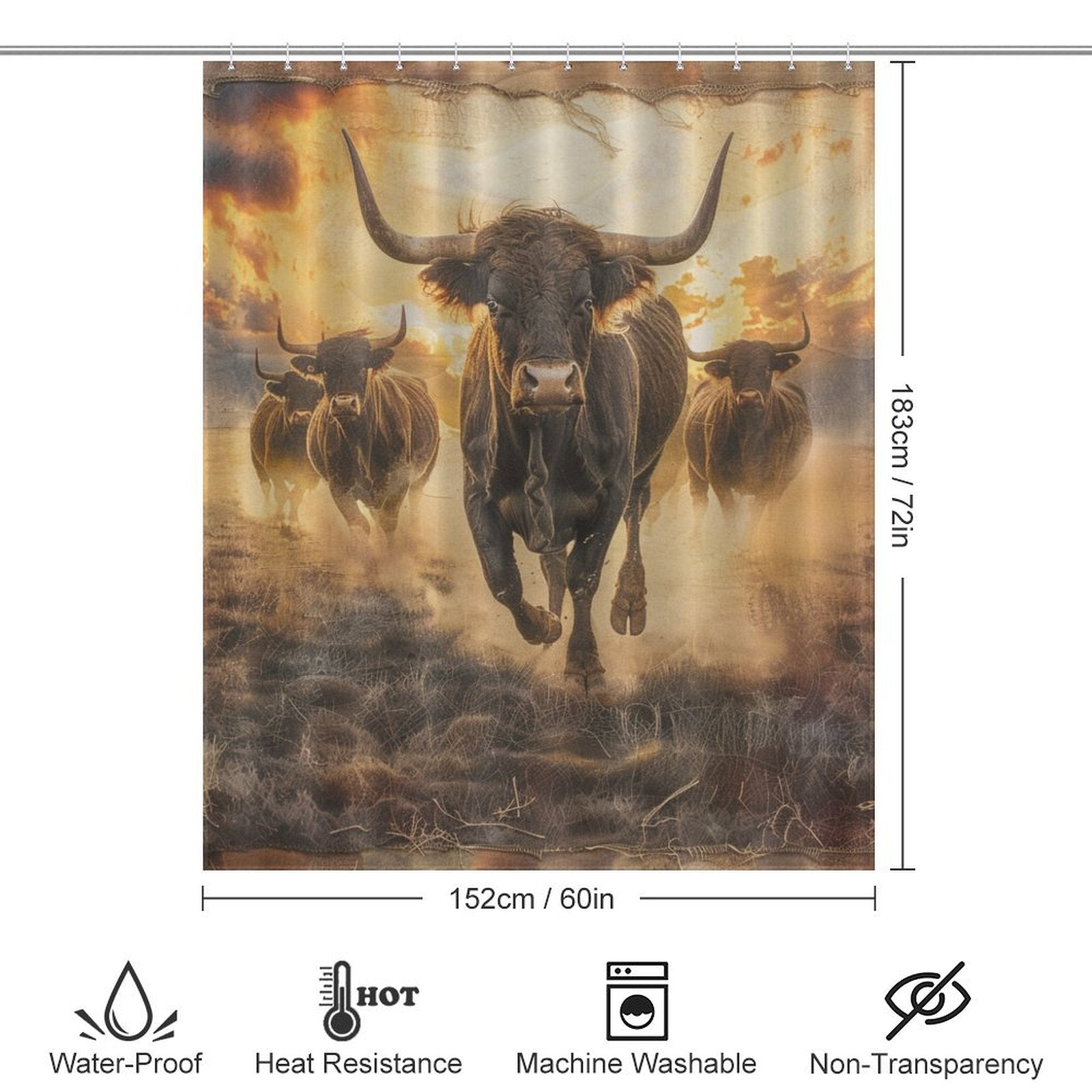 Wild West Tribute Bull Shower Curtain