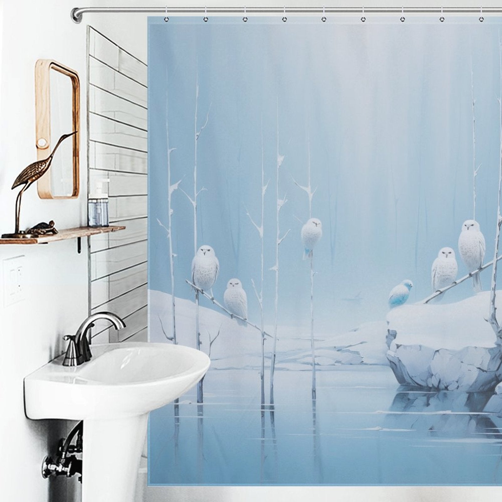 Winter Fanciful Owl Shower Curtain