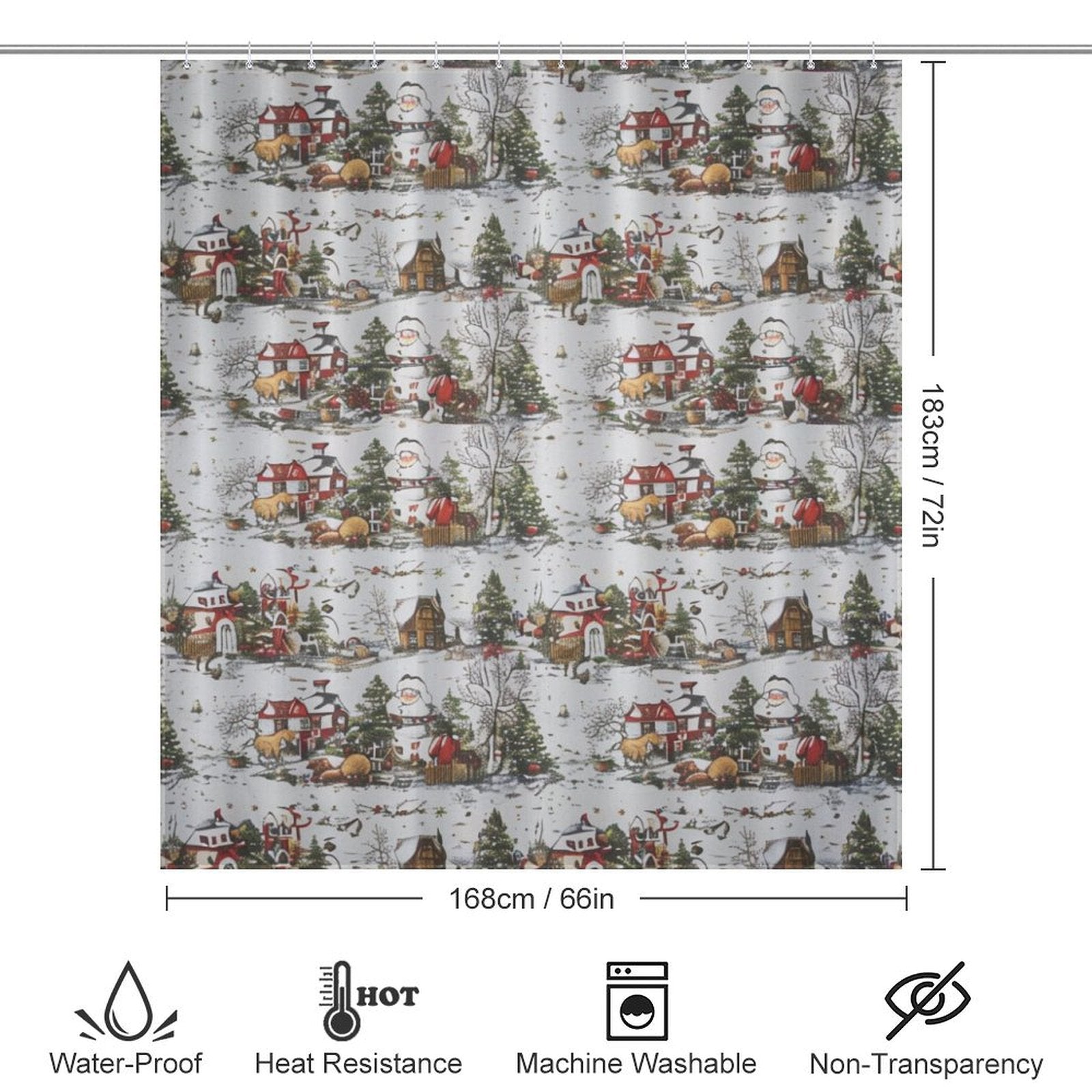 Winter Red House Snowmen Shower Curtain