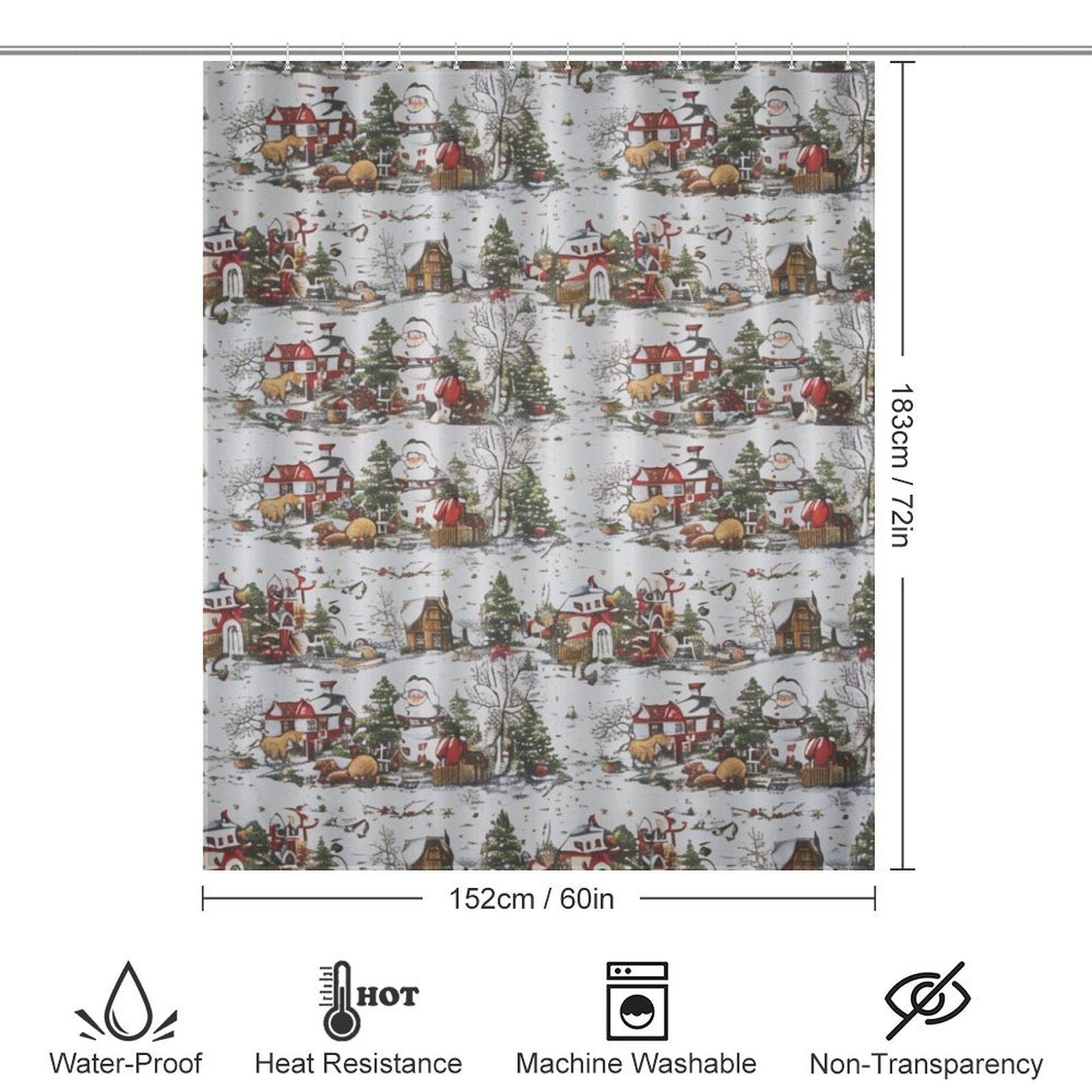 Winter Red House Snowmen Shower Curtain