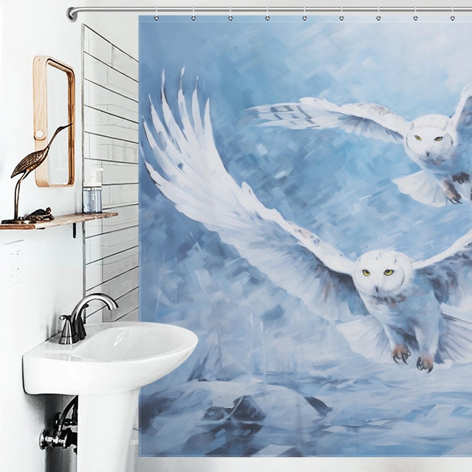 Winter Snow Owl Shower Curtain