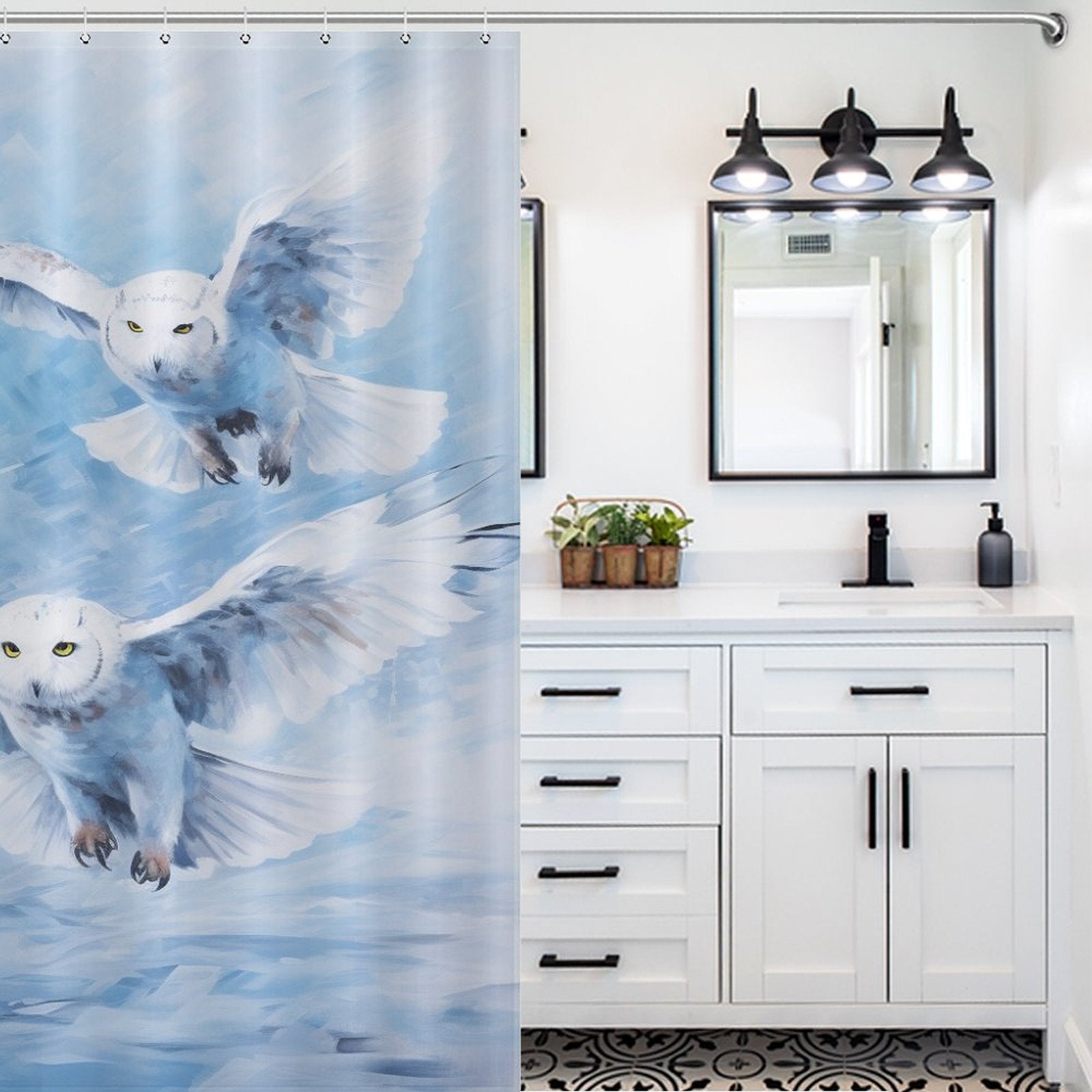 Winter Snow Owl Shower Curtain