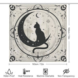 Witchy Boho Black Cat and Moon Shower Curtain