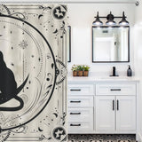 Witchy Boho Black Cat and Moon Shower Curtain