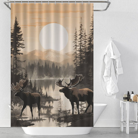 Woodland Moose Shower Curtain