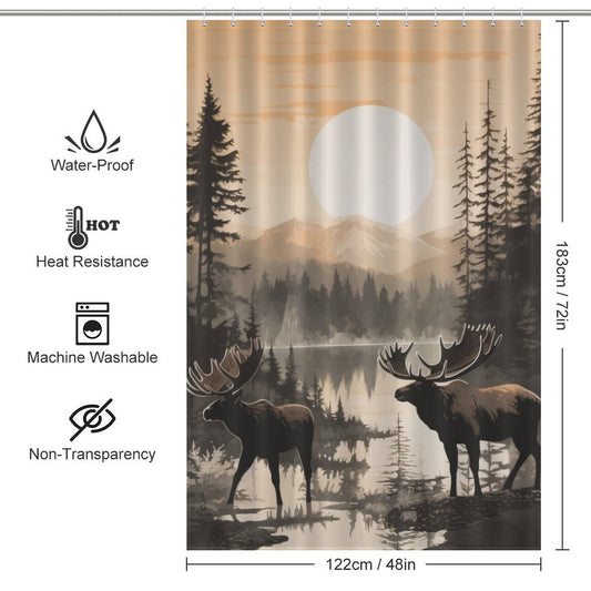 Woodland Moose Shower Curtain