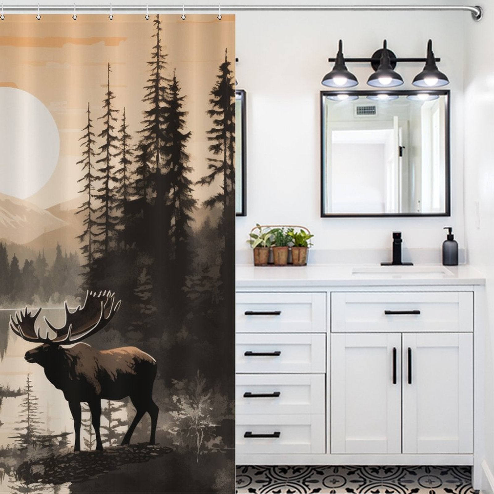 Woodland Moose Shower Curtain