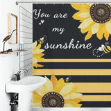 Yellow Striped Sunshine Sunflower Shower Curtain