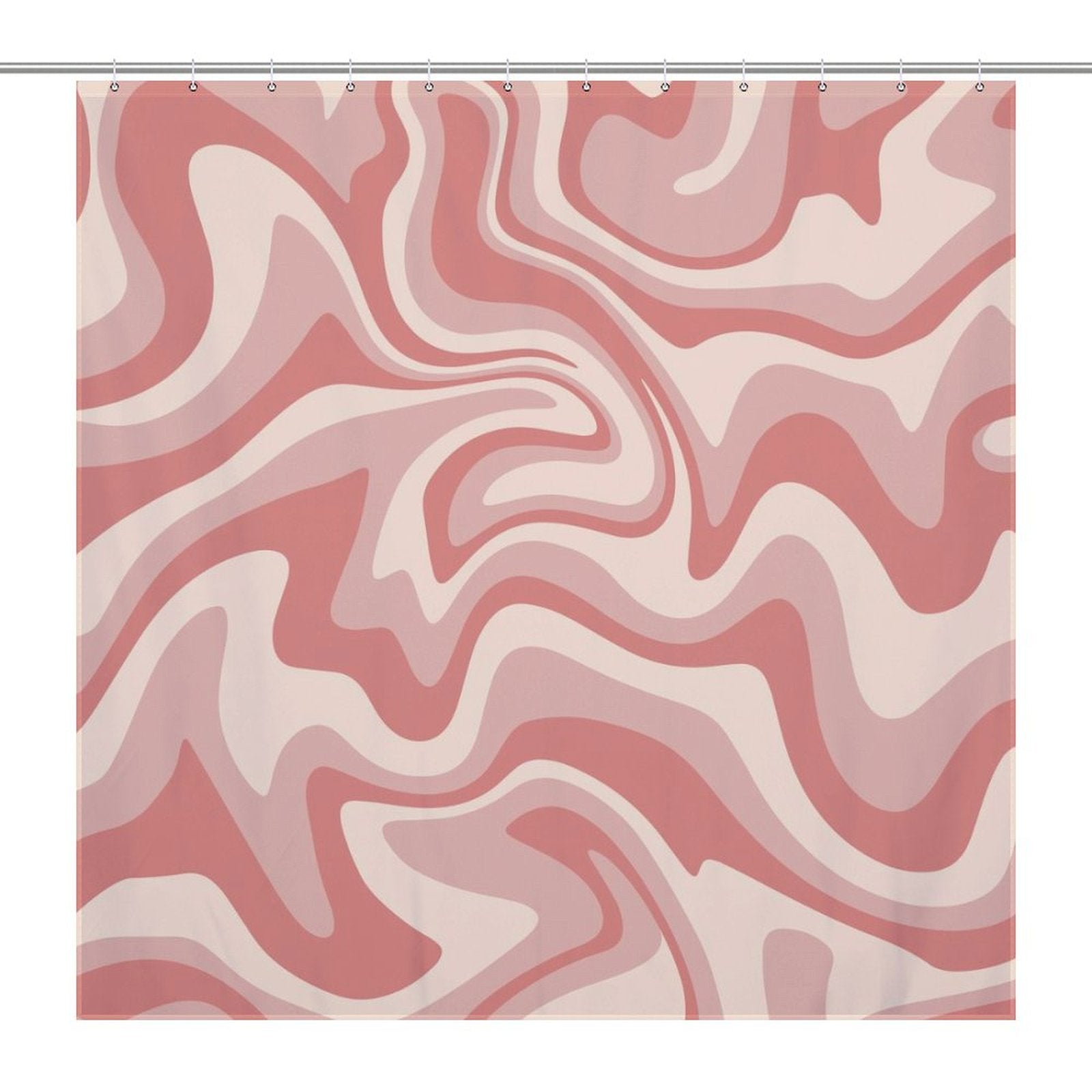 A Vintage Modern Wave 70s Cute Wavy Swirl Retro Pink Abstract Shower Curtain-Cottoncat by Cotton Cat.