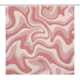 A Vintage Modern Wave 70s Cute Wavy Swirl Retro Pink Abstract Shower Curtain-Cottoncat by Cotton Cat.