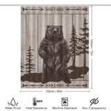A Farmhouse Wood Bear shower curtain with a Rustic Brown Bear design by Cotton Cat.