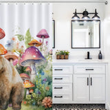 A Watercolor Mushroom Bear Shower Curtain from Cotton Cat, perfect for enhancing your bathroom decor.